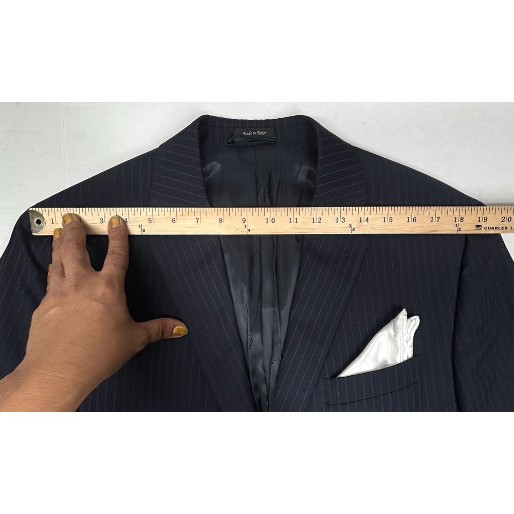 Lauren Ralph Lauren Mens 42R Navy Blue Pinstriped 2-Pc Suit Wythe Wool 36X28 EUC - Picture 5 of 16